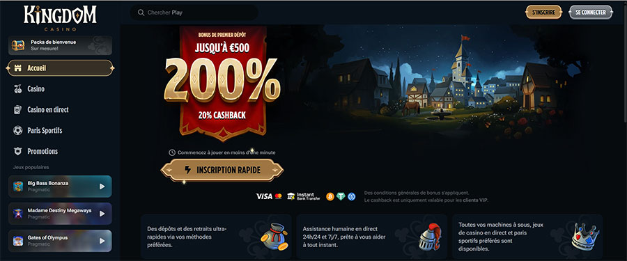 accueil kingdom casino