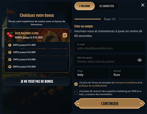 fiche inscription kingdom casino